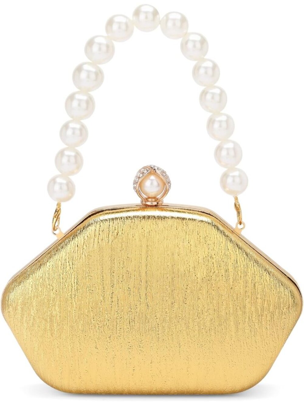 〽️Women's Gold White Detachable Chain Sparkling Clutch Purse Wedding Evening Bag